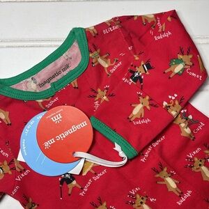 MAGNETIC ME NWT Modal Christmas Holiday Reindeer Footie Pajamas